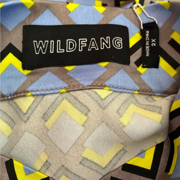 Wildfang Blue and Yellow Geometric Wrap Around Skirt NWT Size 2X - Picture 3 of 4